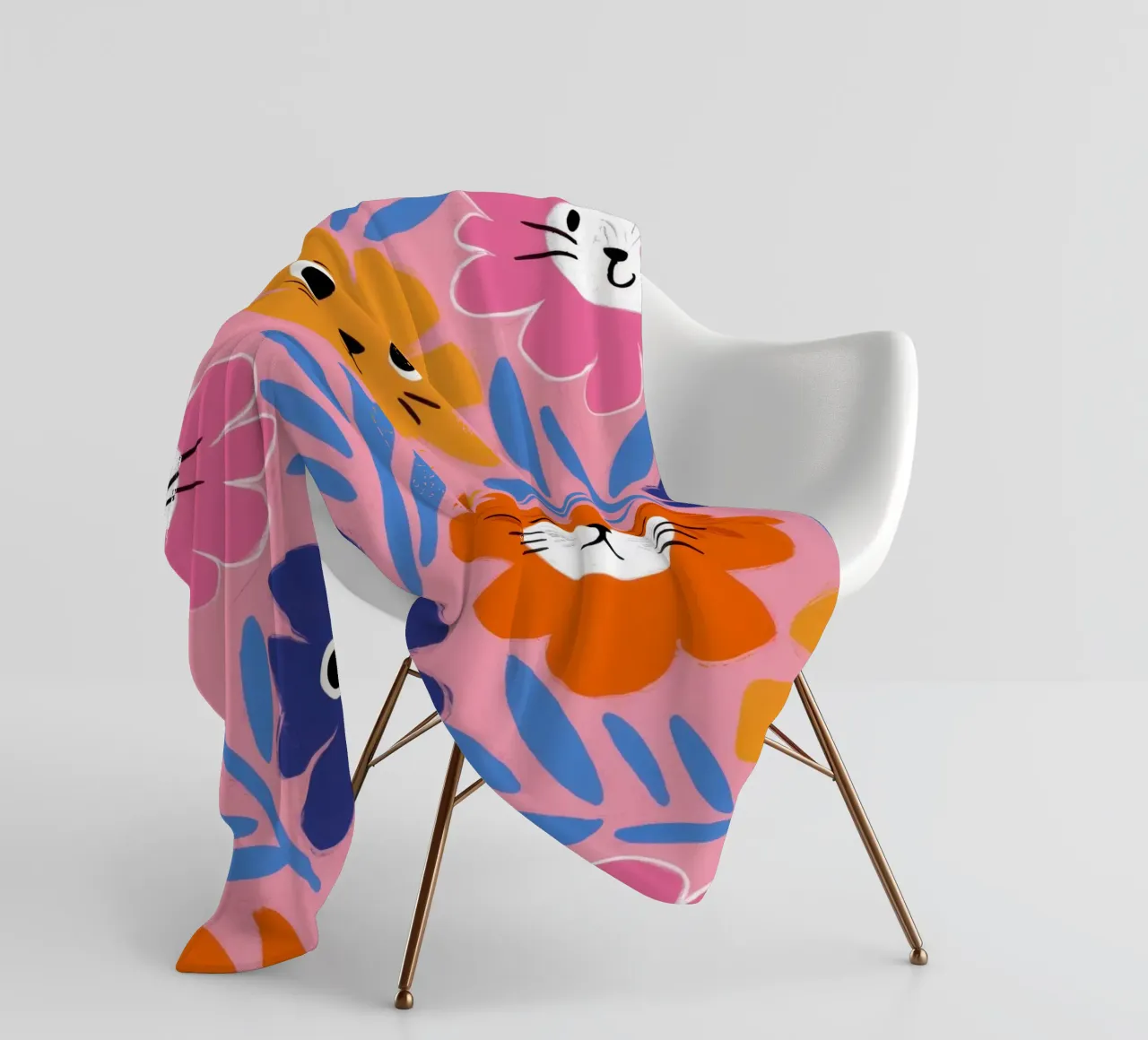 Cute Cat Face Pattern Fleecedecke von Lyra Glaze