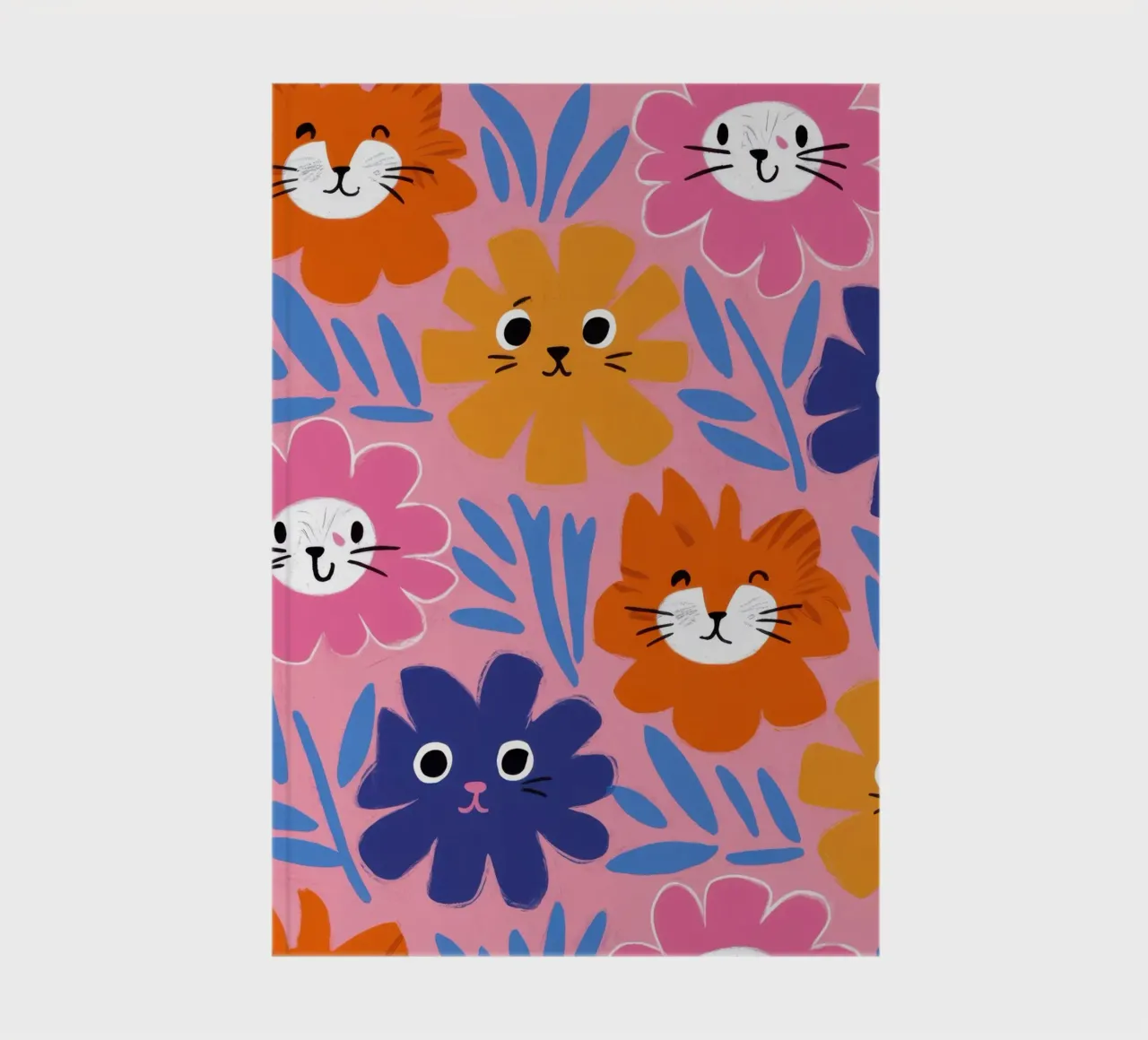 Cute Cat Face Pattern notebook by Lyra Glaze