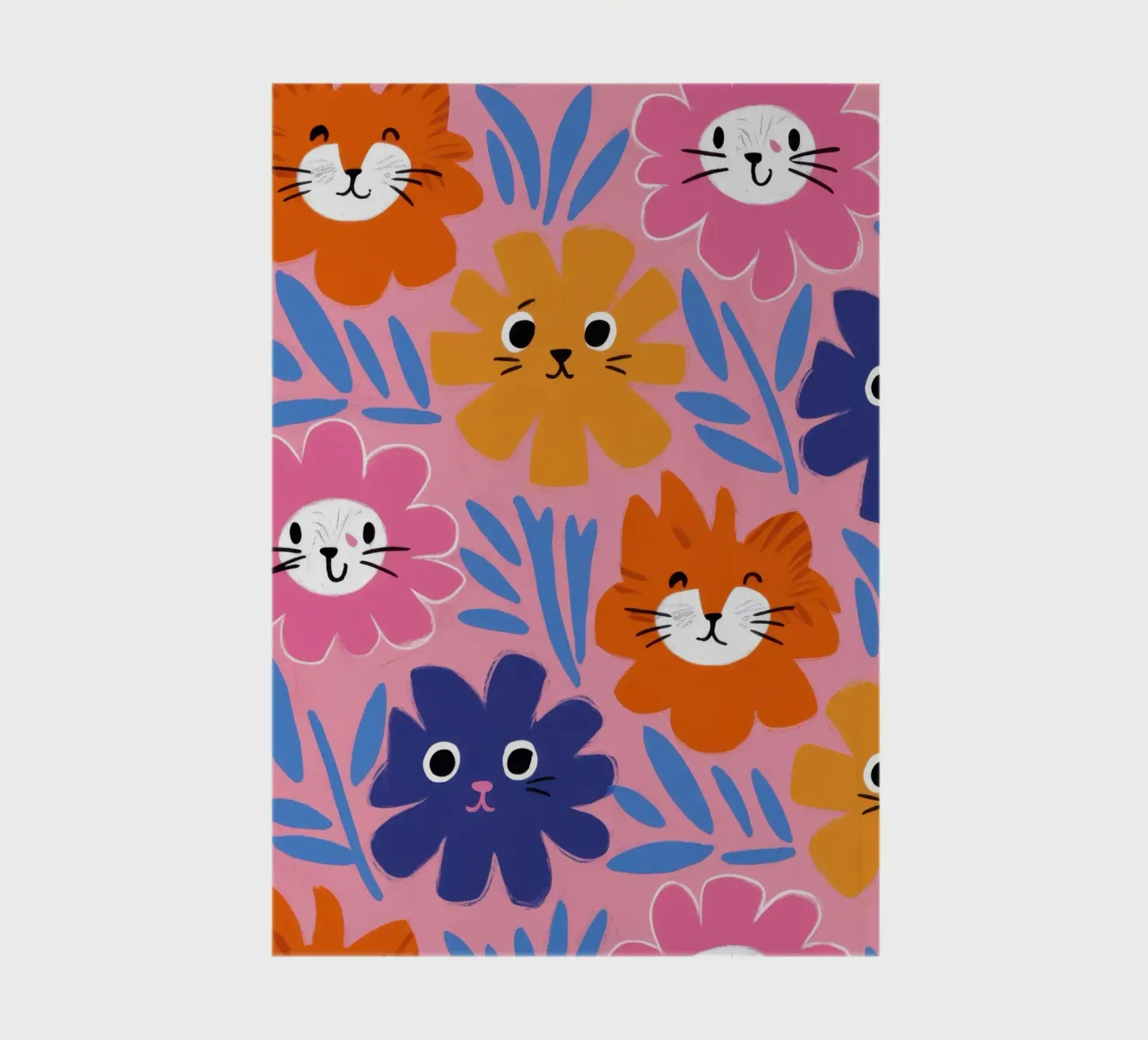 Cute Cat Face Pattern notebook by Lyra Glaze