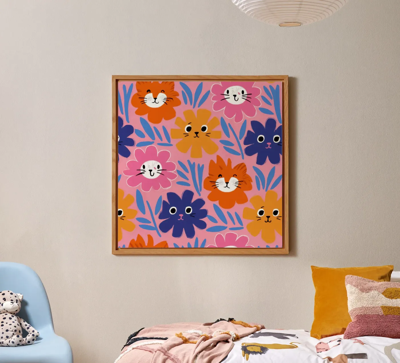 Cute Cat Face Pattern alluminio dibond da Lyra Glaze