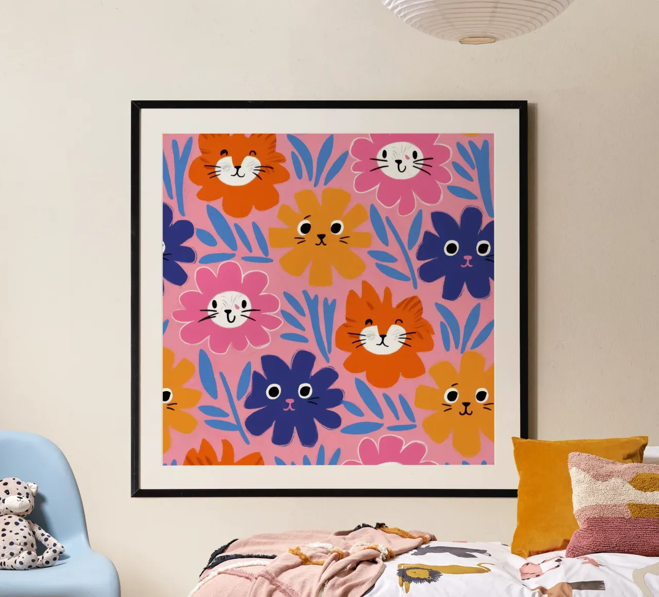 Cute Cat Face Pattern poster da Lyra Glaze
