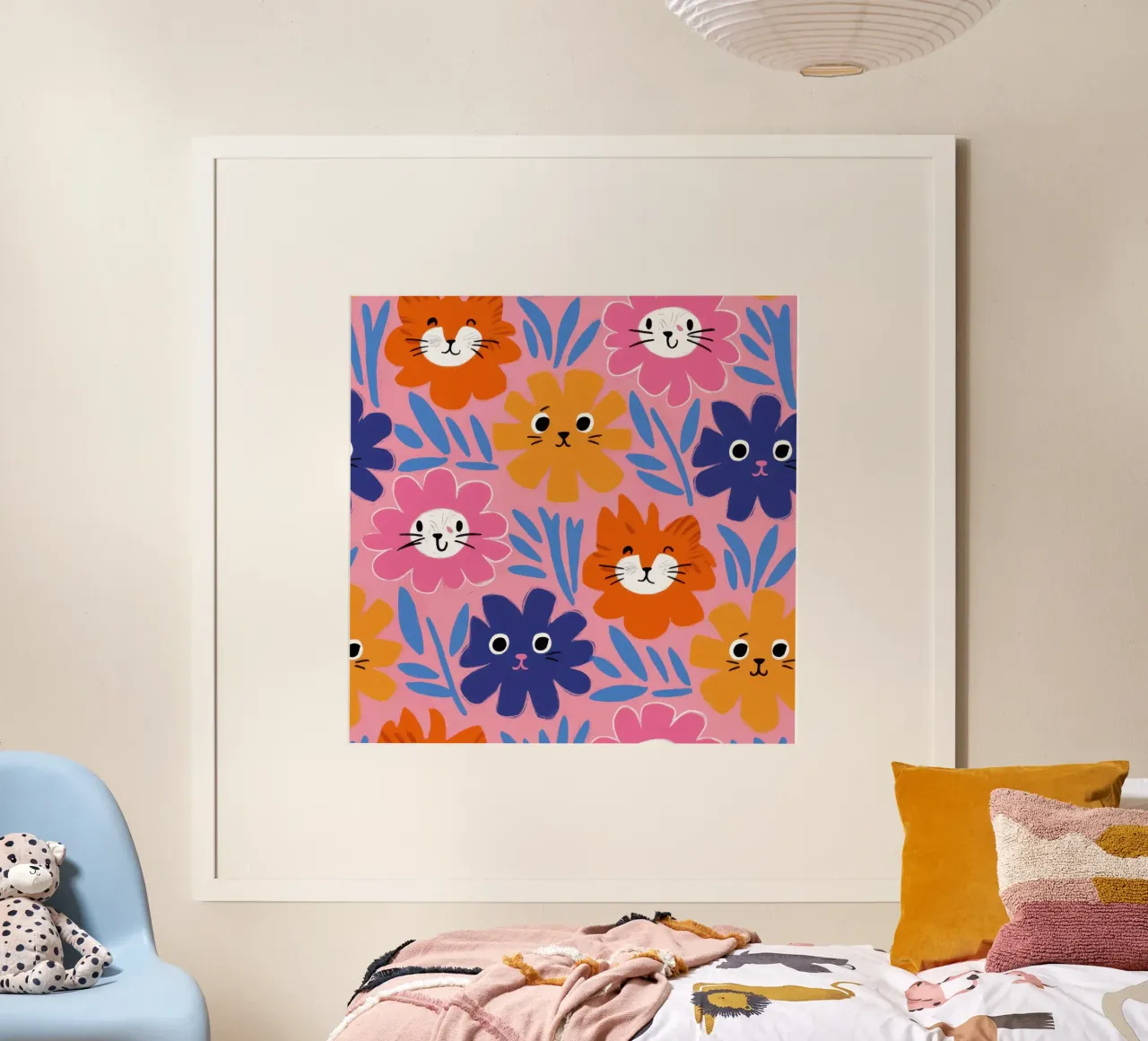 Cute Cat Face Pattern poster by Lyra Glaze