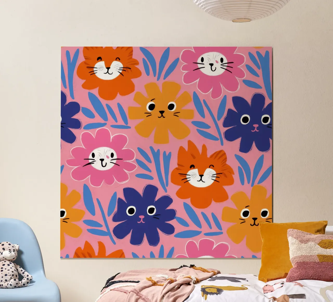 Cute Cat Face Pattern poster by Lyra Glaze