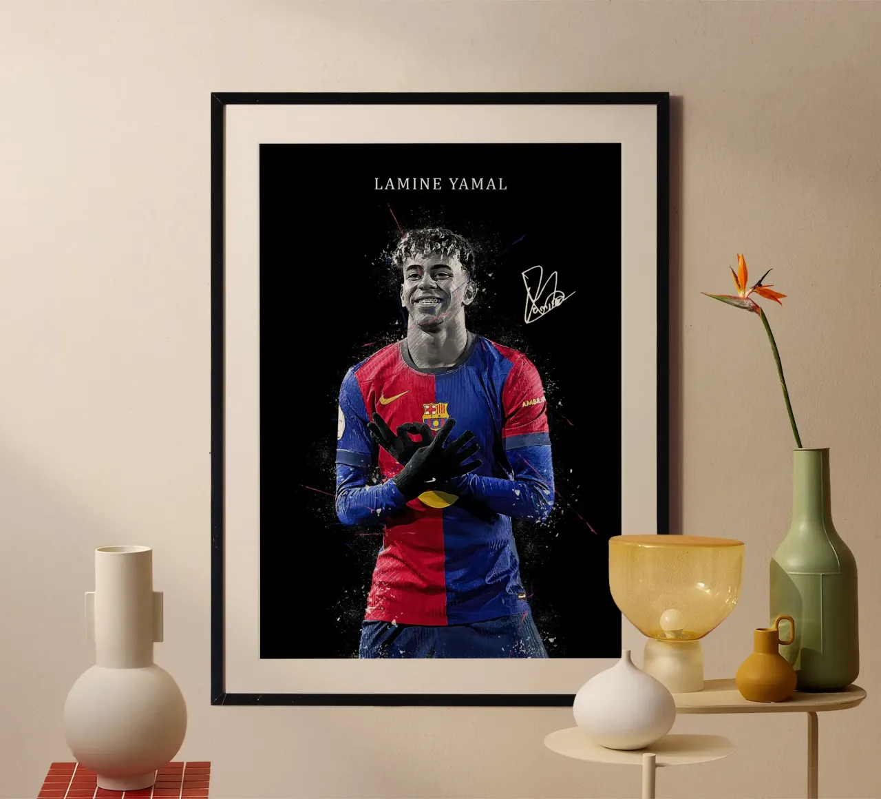 Lamine Yamal poster con telaio in plastica da FreeArtStudio