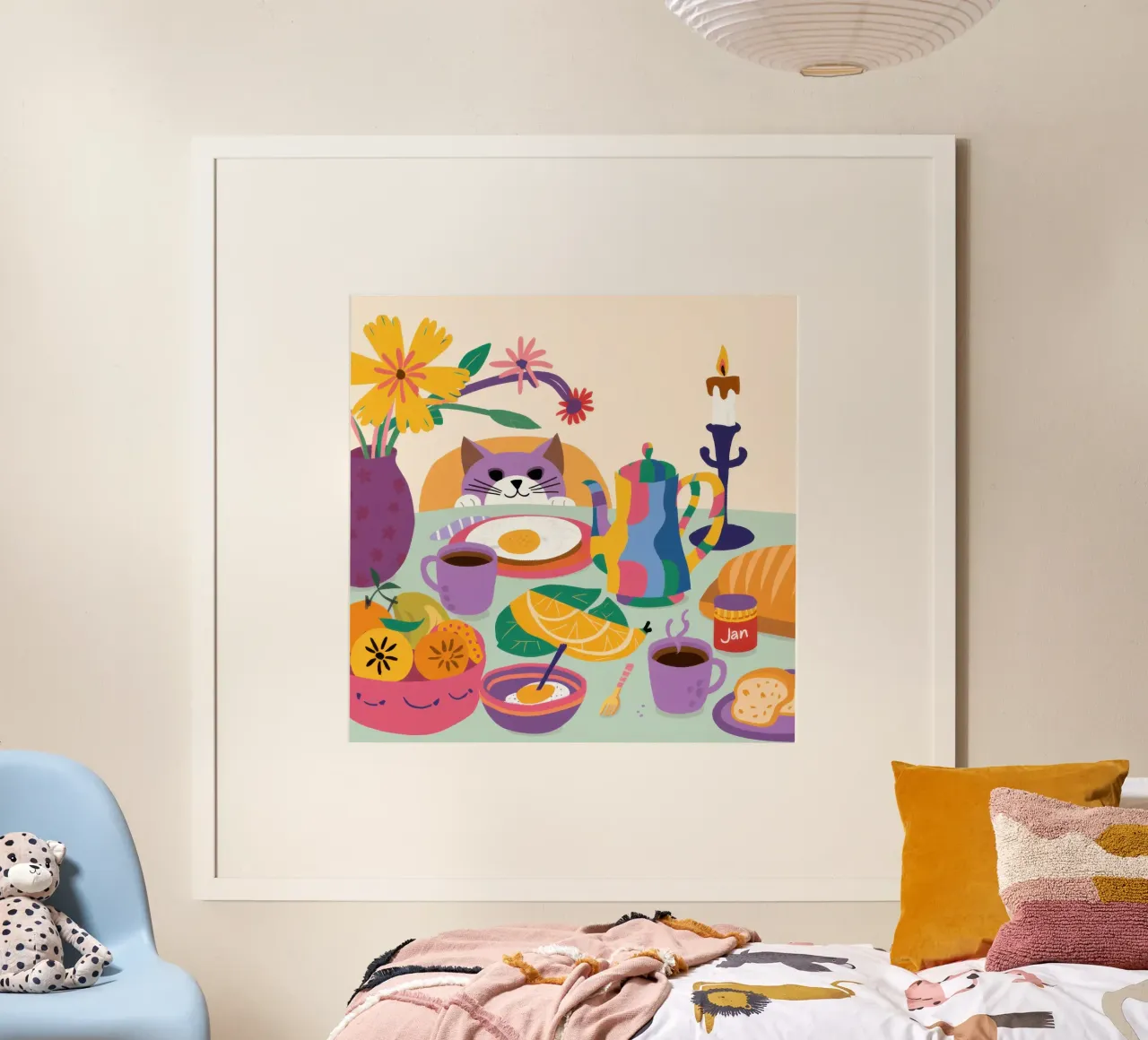 Altare del gatto mistico poster con telaio in alluminio da Bruce Juice