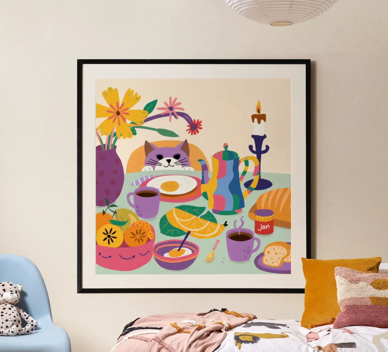 Altare del gatto mistico poster con telaio in alluminio da Bruce Juice