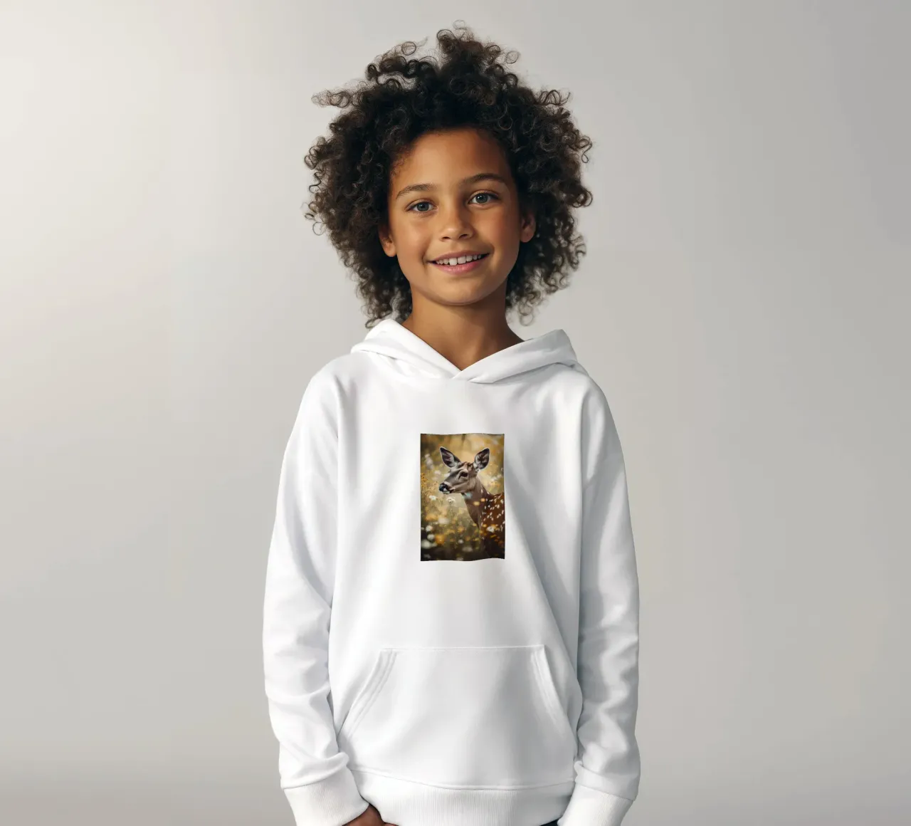 Deer In Flower Field felpa bambino con cappuccio da treechild