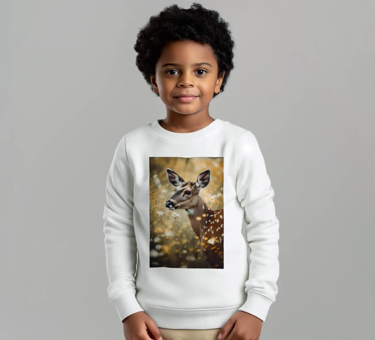 Deer In Flower Field felpa bambino da treechild