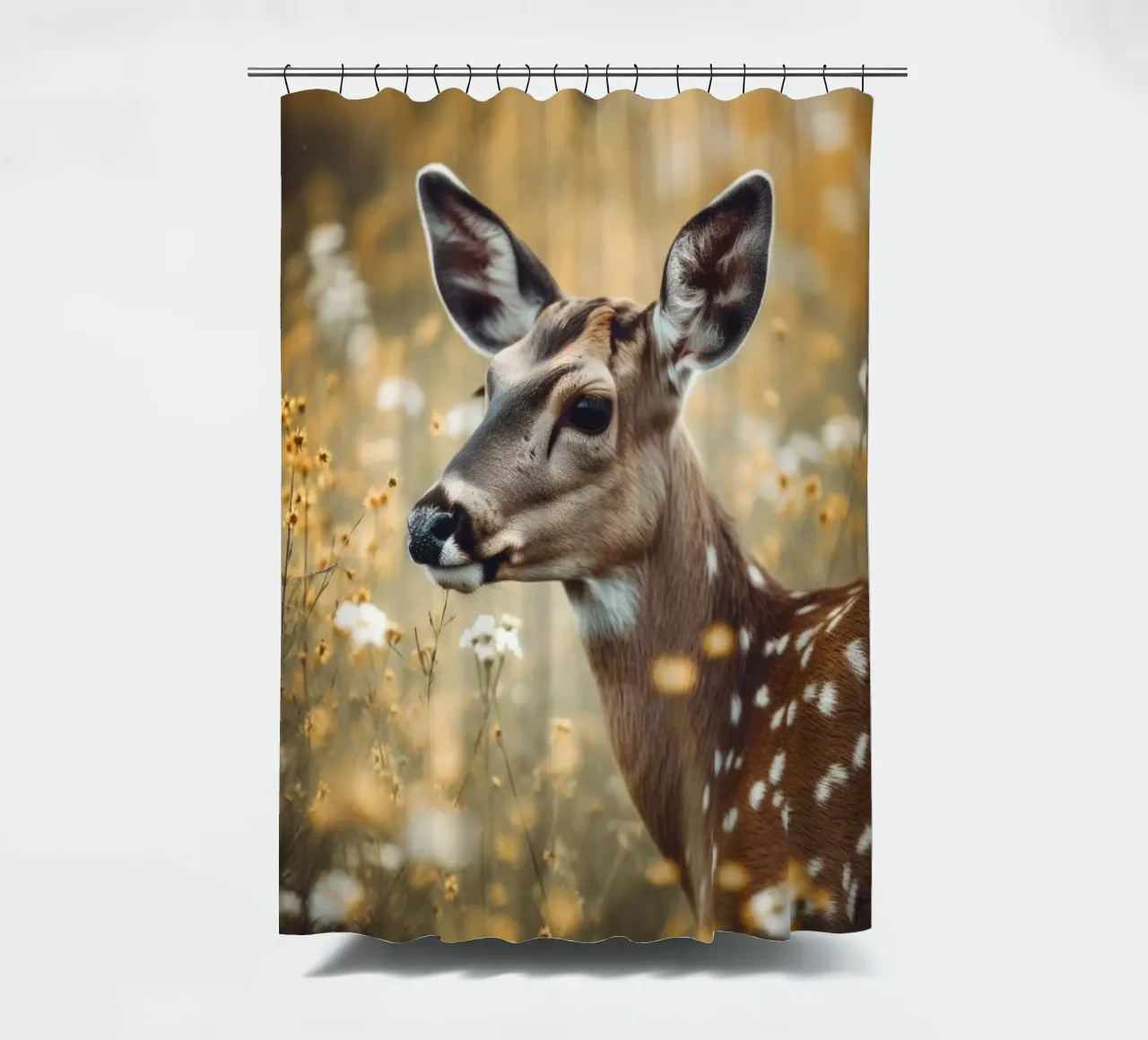 Deer In Flower Field tenda da doccia da treechild