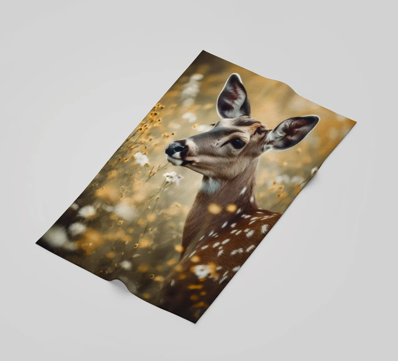 Deer In Flower Field telo mare da treechild