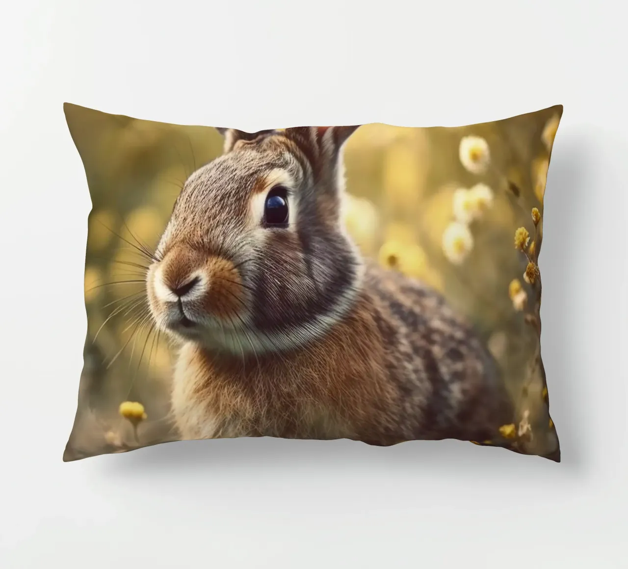 Bunny In Flower Field cuscino da treechild