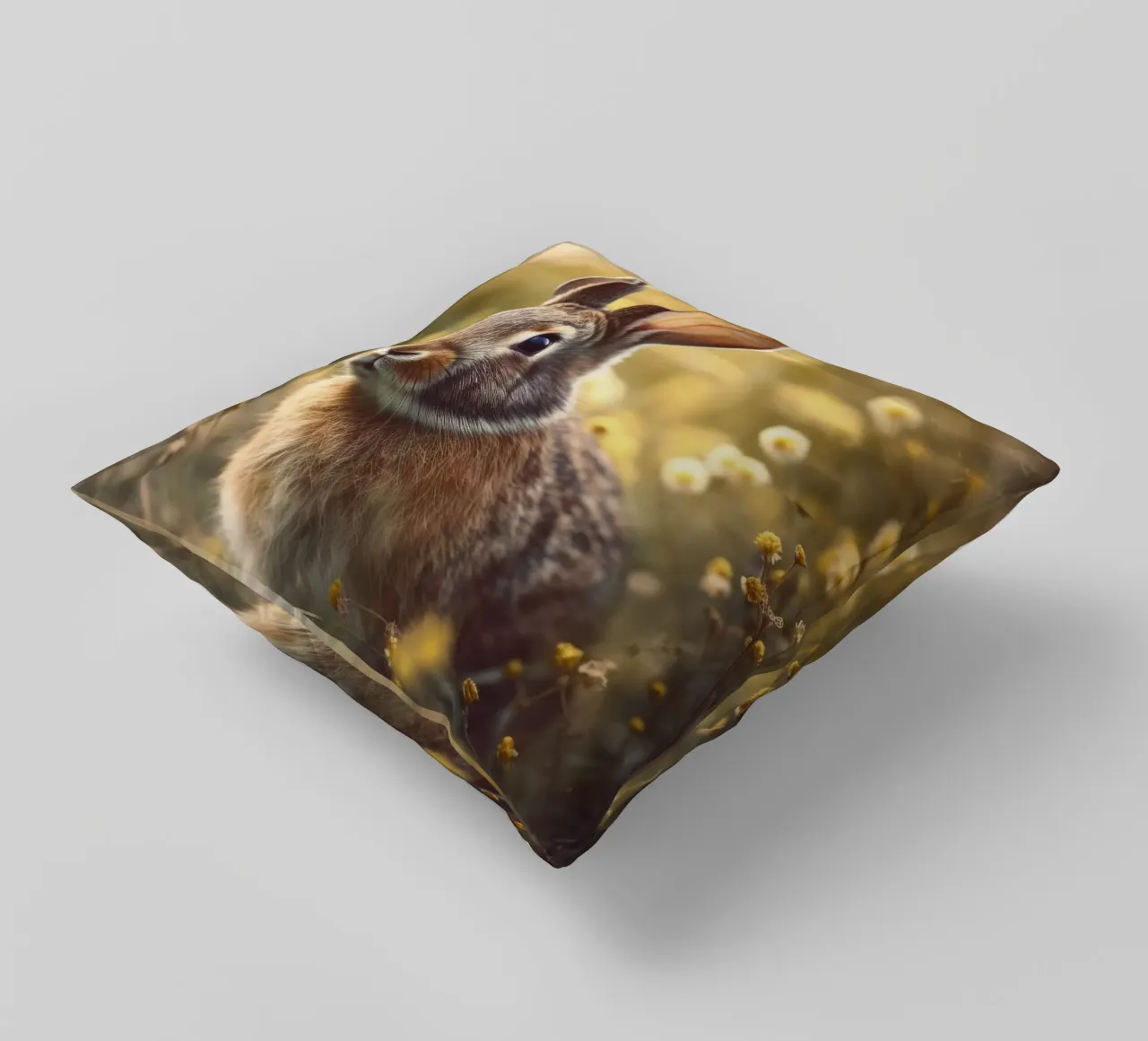 Bunny In Flower Field cuscino da treechild