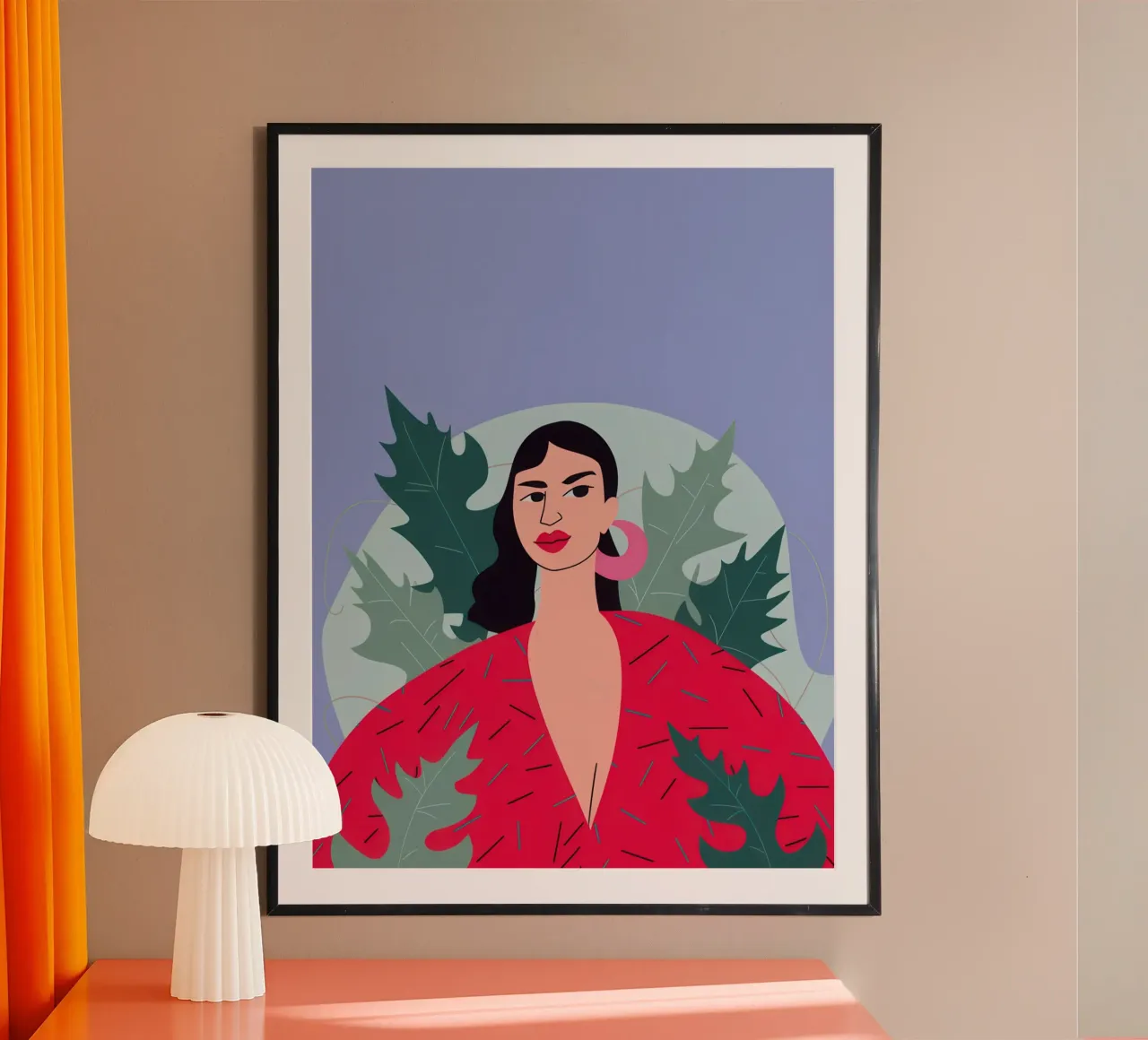 Mistica delle labbra cremisi poster con telaio in plastica da Bruce Juice