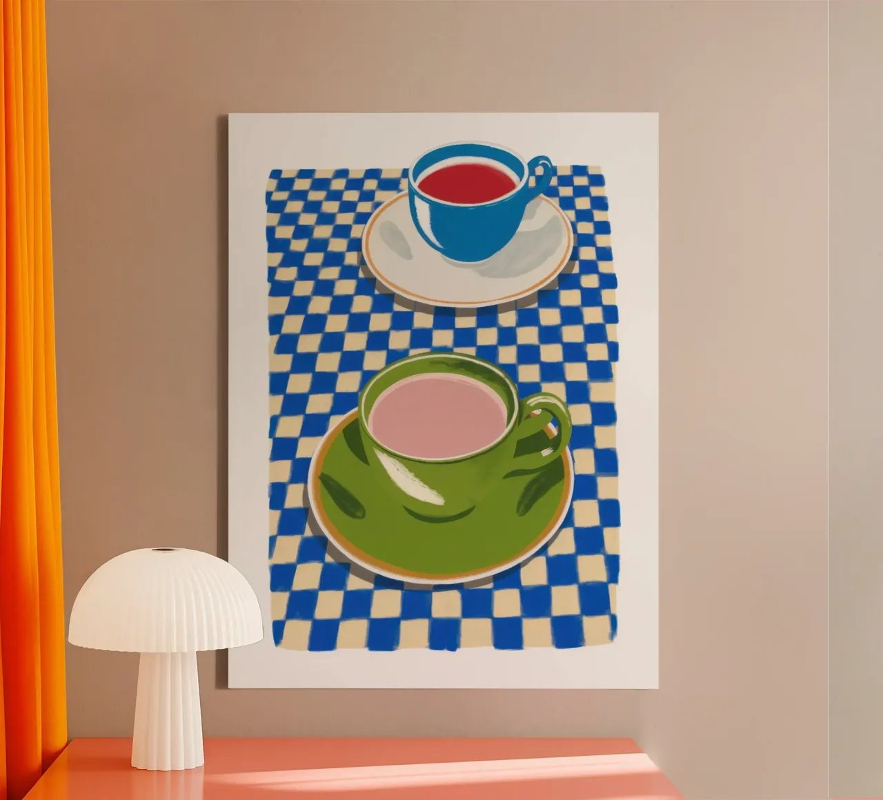 Momento Matcha a scacchi tela con Cornice a cassetta da Bruce Juice
