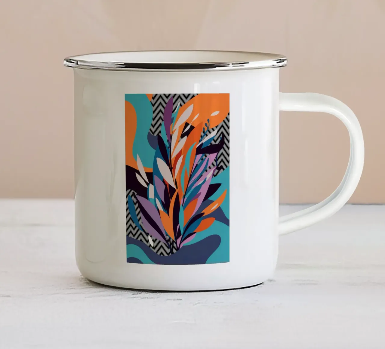 Dynamisch blad abstract emaille mok van Bruce Juice