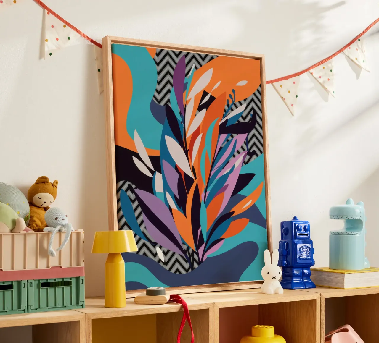 Dynamic Leaf Abstract canvas with Floater frame by Bruce Juice