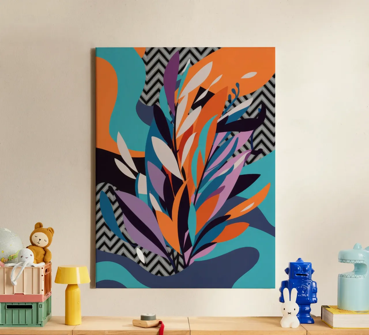 Dynamic Leaf Abstract canvas with Floater frame by Bruce Juice