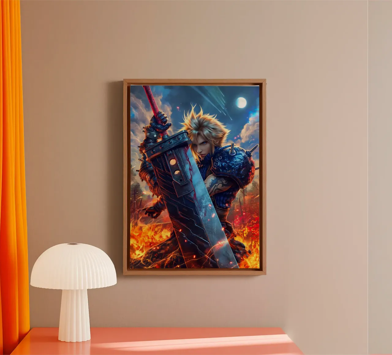 FFVII FF7 Cloud Strife Final Fantasy canvas met Baklijst van Fleur de Lys