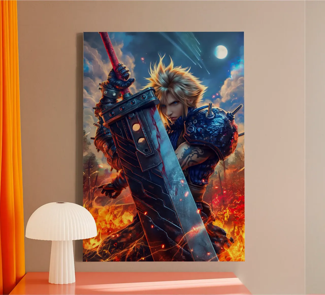 FFVII FF7 Cloud Strife Final Fantasy canvas met Baklijst van Fleur de Lys