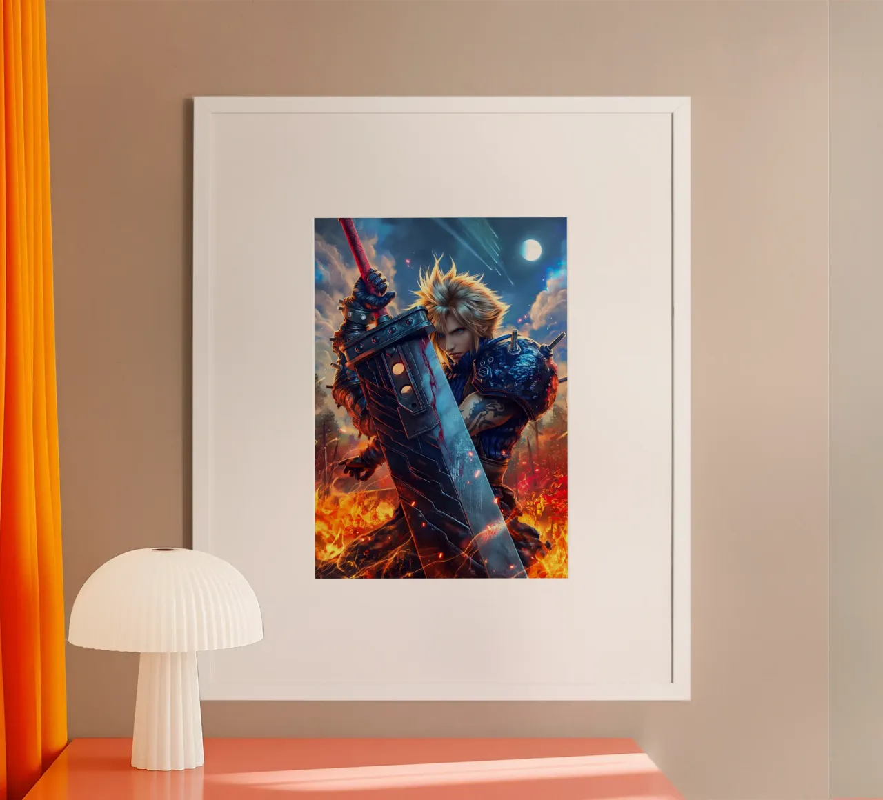 FFVII FF7 Cloud Strife Final Fantasy poster con telaio in plastica da Fleur de Lys
