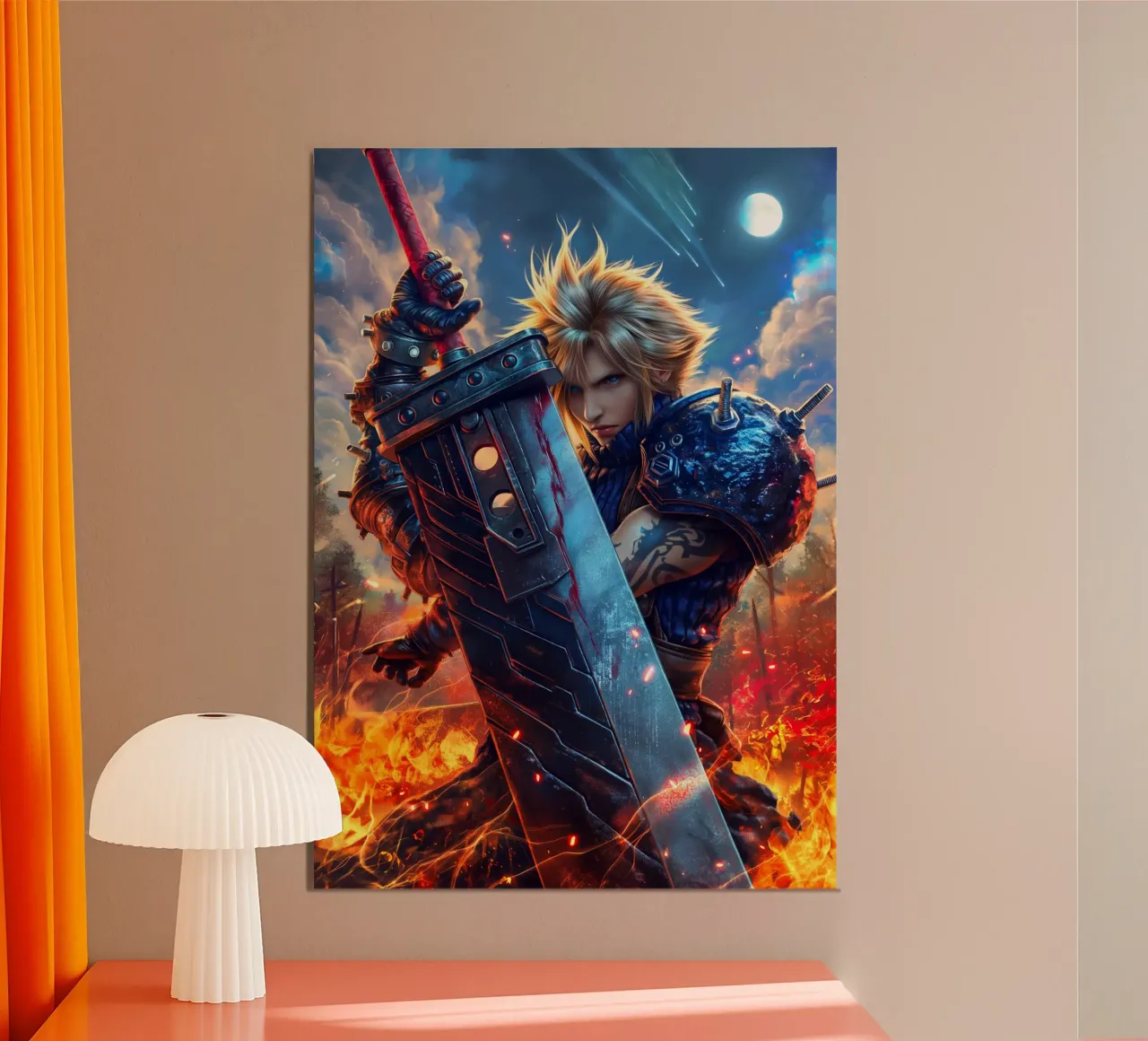 FFVII FF7 Cloud Strife Final Fantasy poster con telaio in plastica da Fleur de Lys