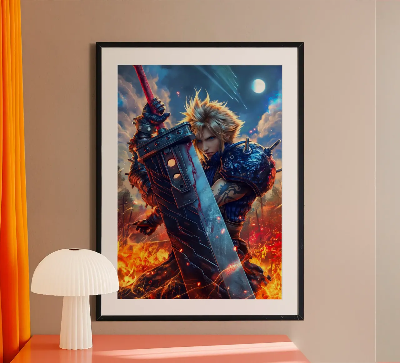 FFVII FF7 Cloud Strife Final Fantasy poster con telaio in plastica da Fleur de Lys