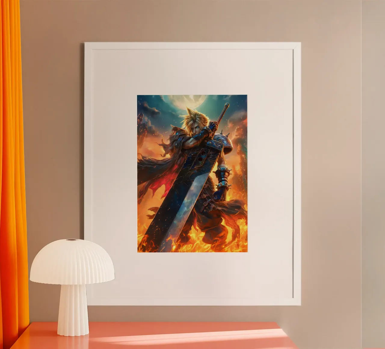 FFVII FF7 Cloud Strife Final Fantasy poster con telaio in alluminio da Fleur de Lys