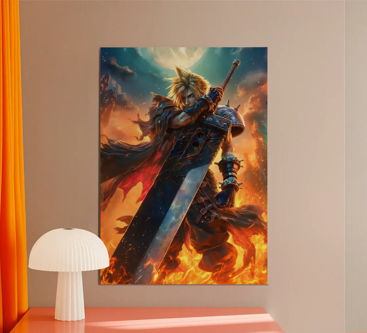 FFVII FF7 Cloud Strife Final Fantasy poster con telaio in alluminio da Fleur de Lys