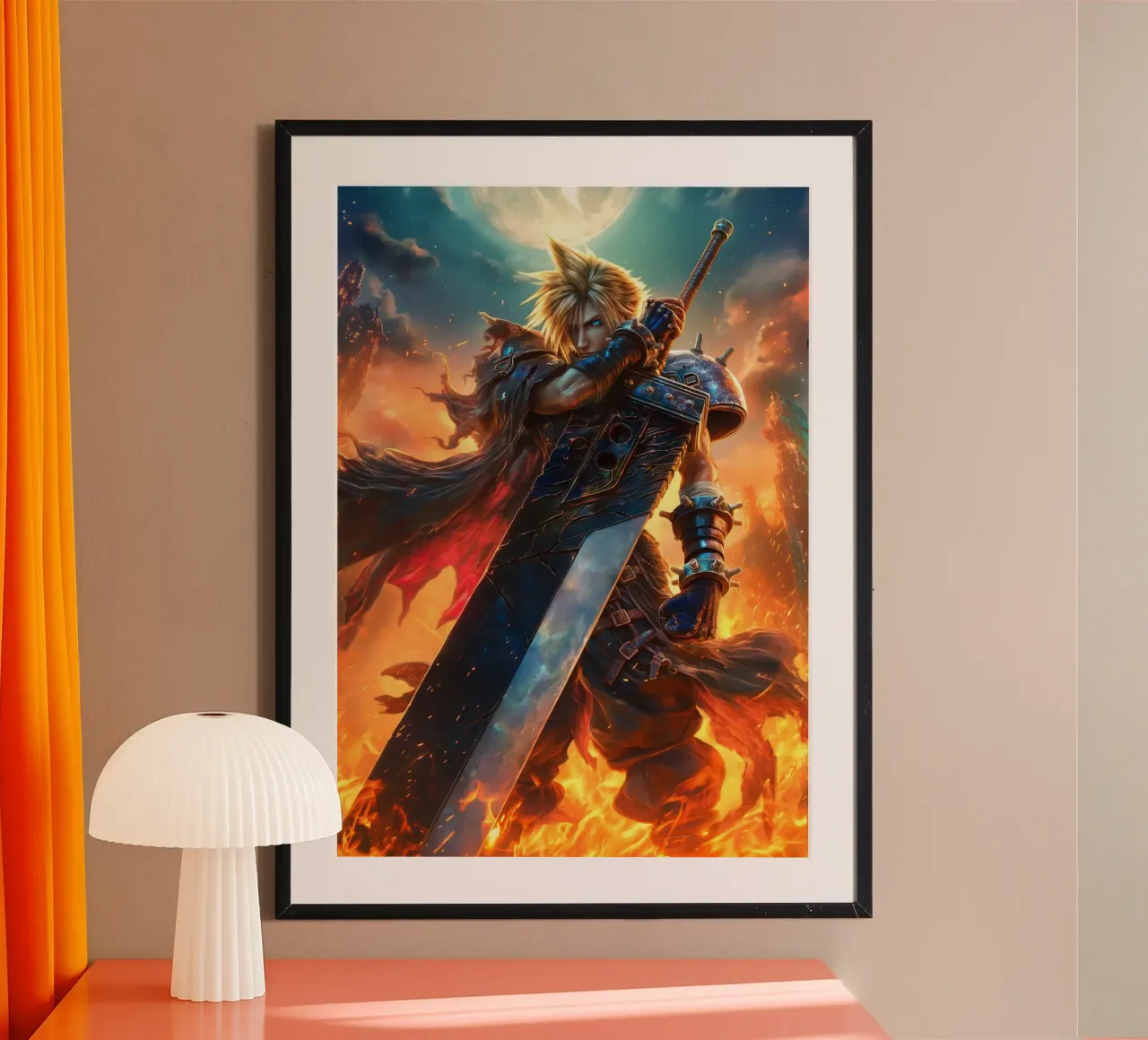 FFVII FF7 Cloud Strife Final Fantasy poster con telaio in alluminio da Fleur de Lys