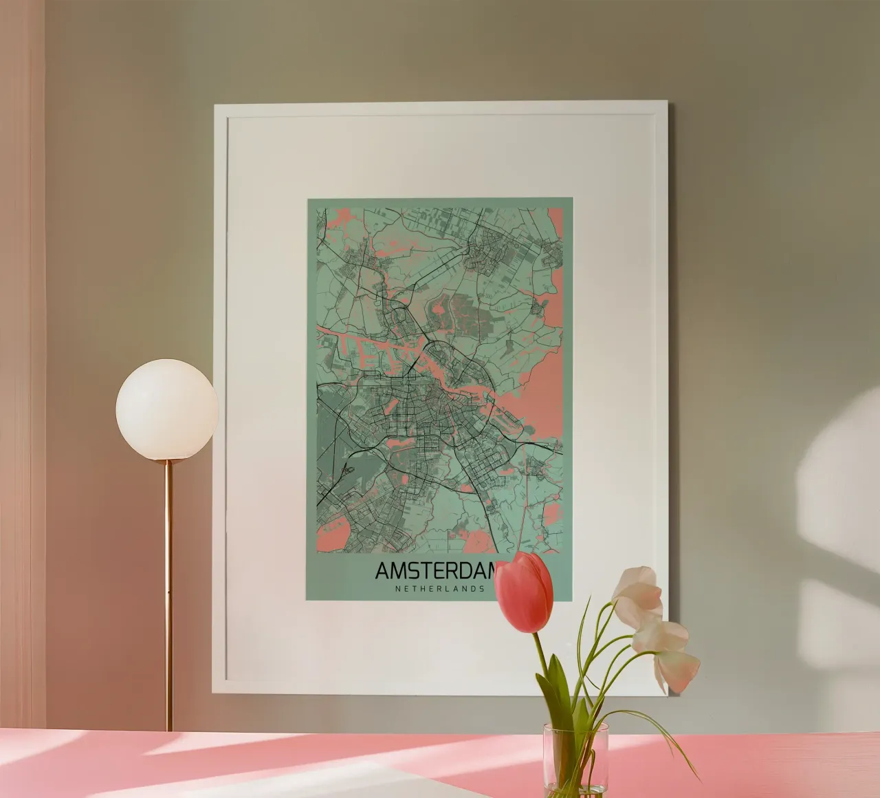 City map Amsterdam - Abstract art on canvas poster by CityMapPoster