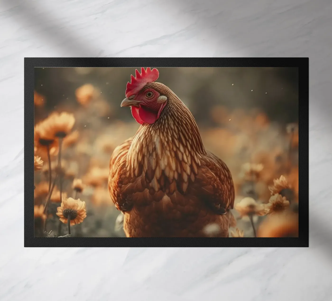Chicken Portrait doormat by treechild