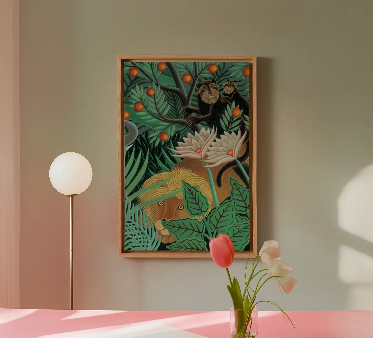 Henri Rousseau Moeder en kind dier canvas met Baklijst van Günstiger Laden