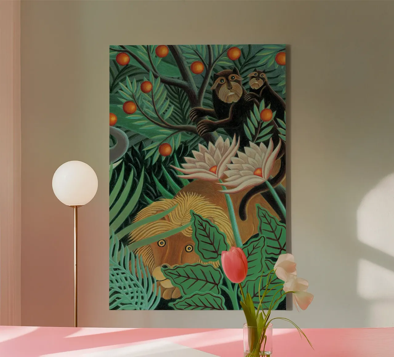 Henri Rousseau Moeder en kind dier canvas met Baklijst van Günstiger Laden