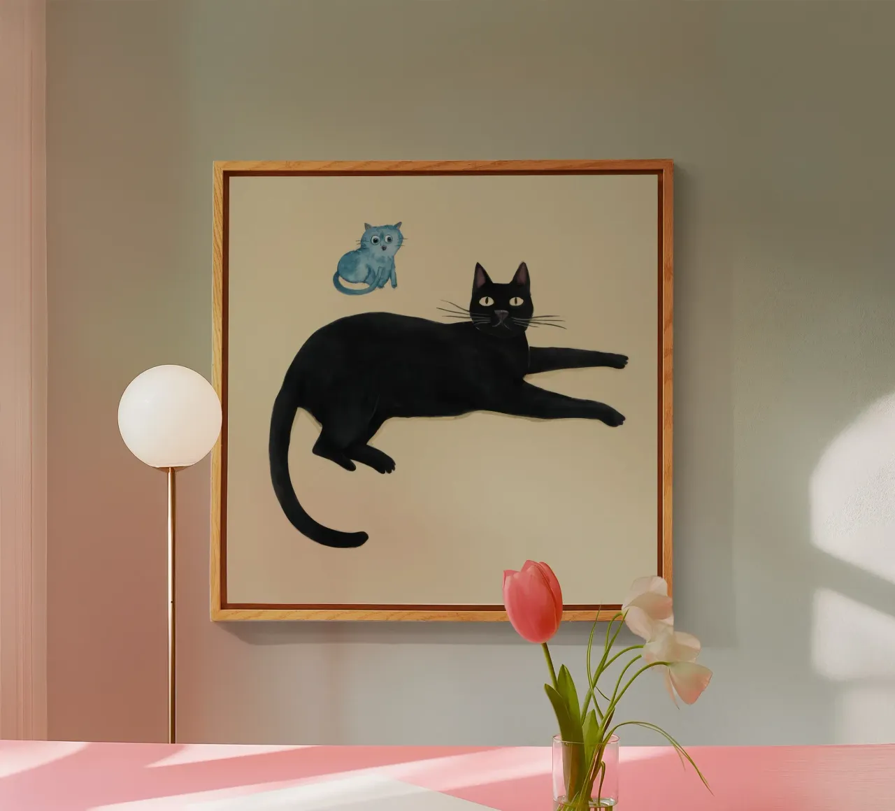 Kat en muis acryl van Lyra Glaze