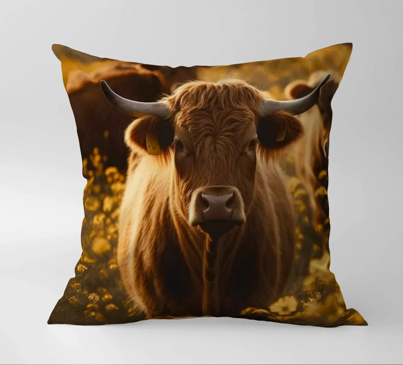 Highland Cows No 1 cuscino da treechild