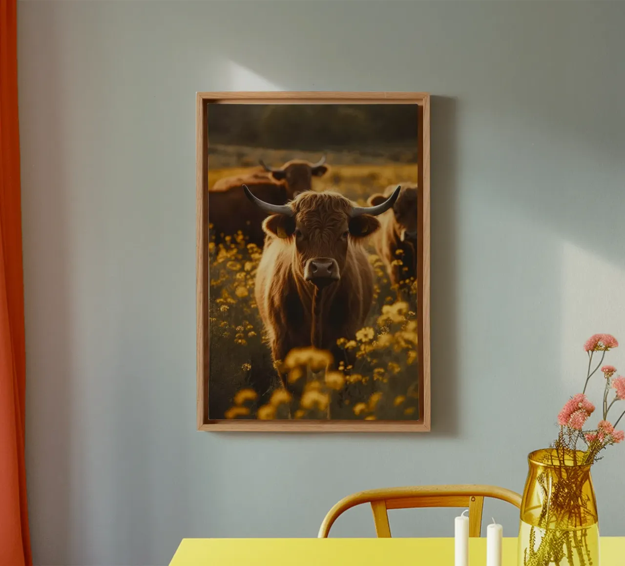 Highland Cows No 1 tela con Cornice a cassetta da treechild