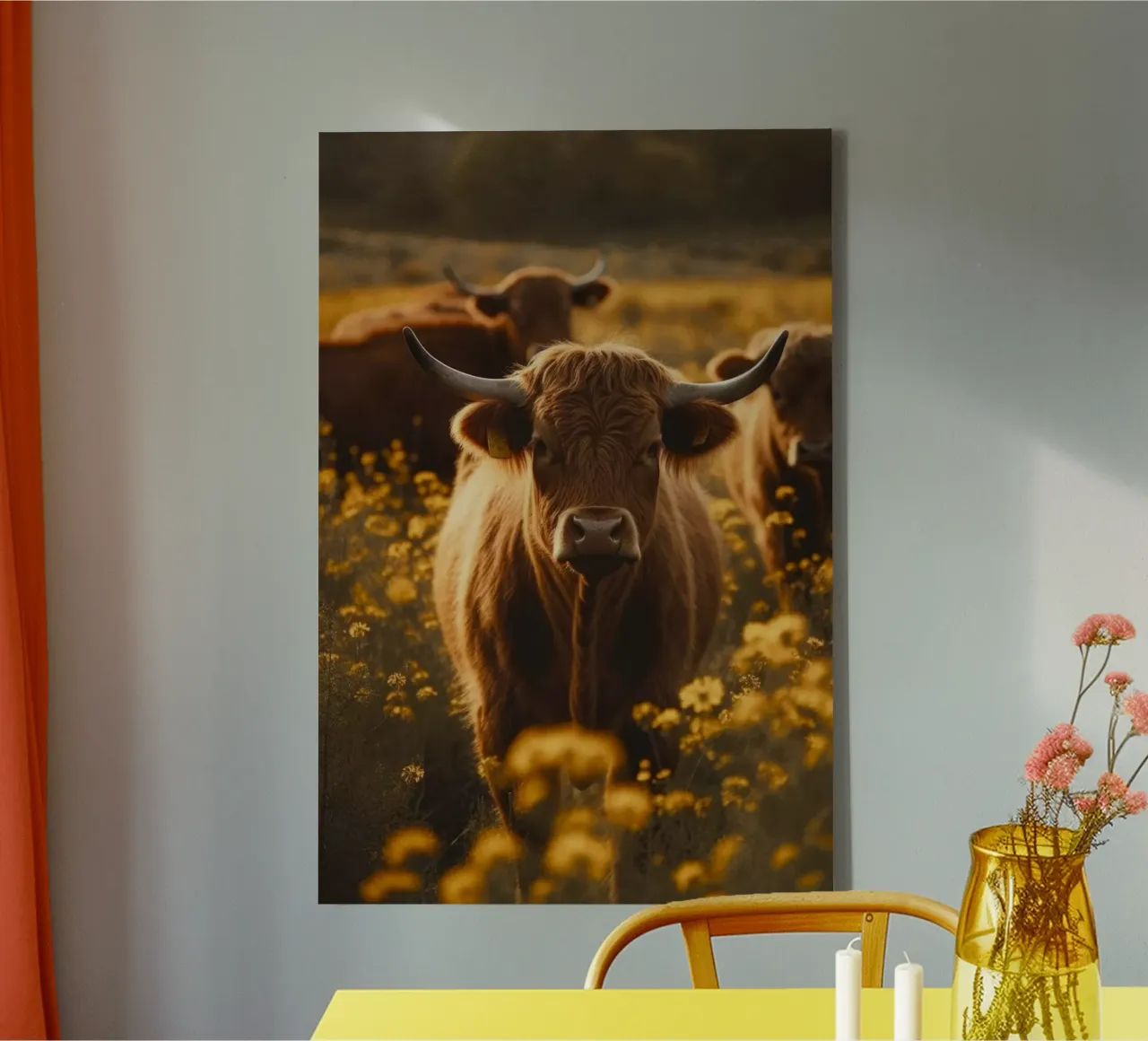 Highland Cows No 1 tela con Cornice a cassetta da treechild