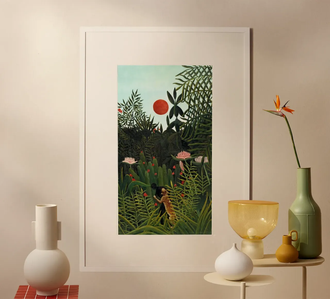 Henri Rousseau - Leopard Poster mit Kunststoffrahmen von Günstiger Laden