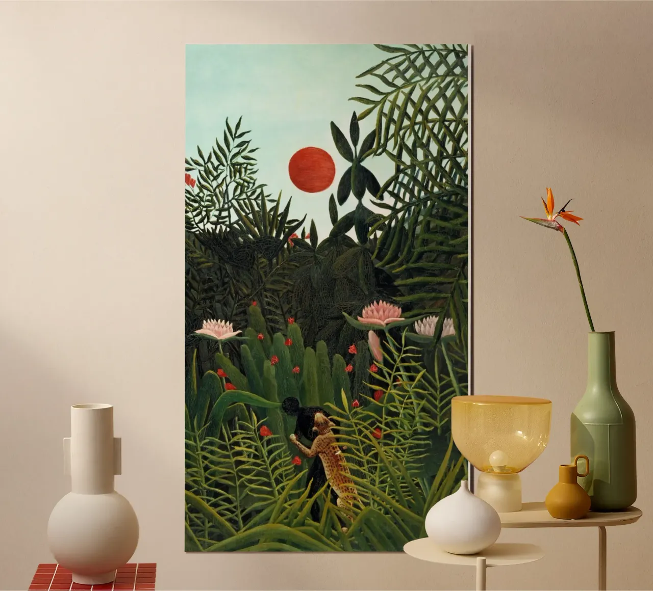 Henri Rousseau - Leopard Poster mit Kunststoffrahmen von Günstiger Laden