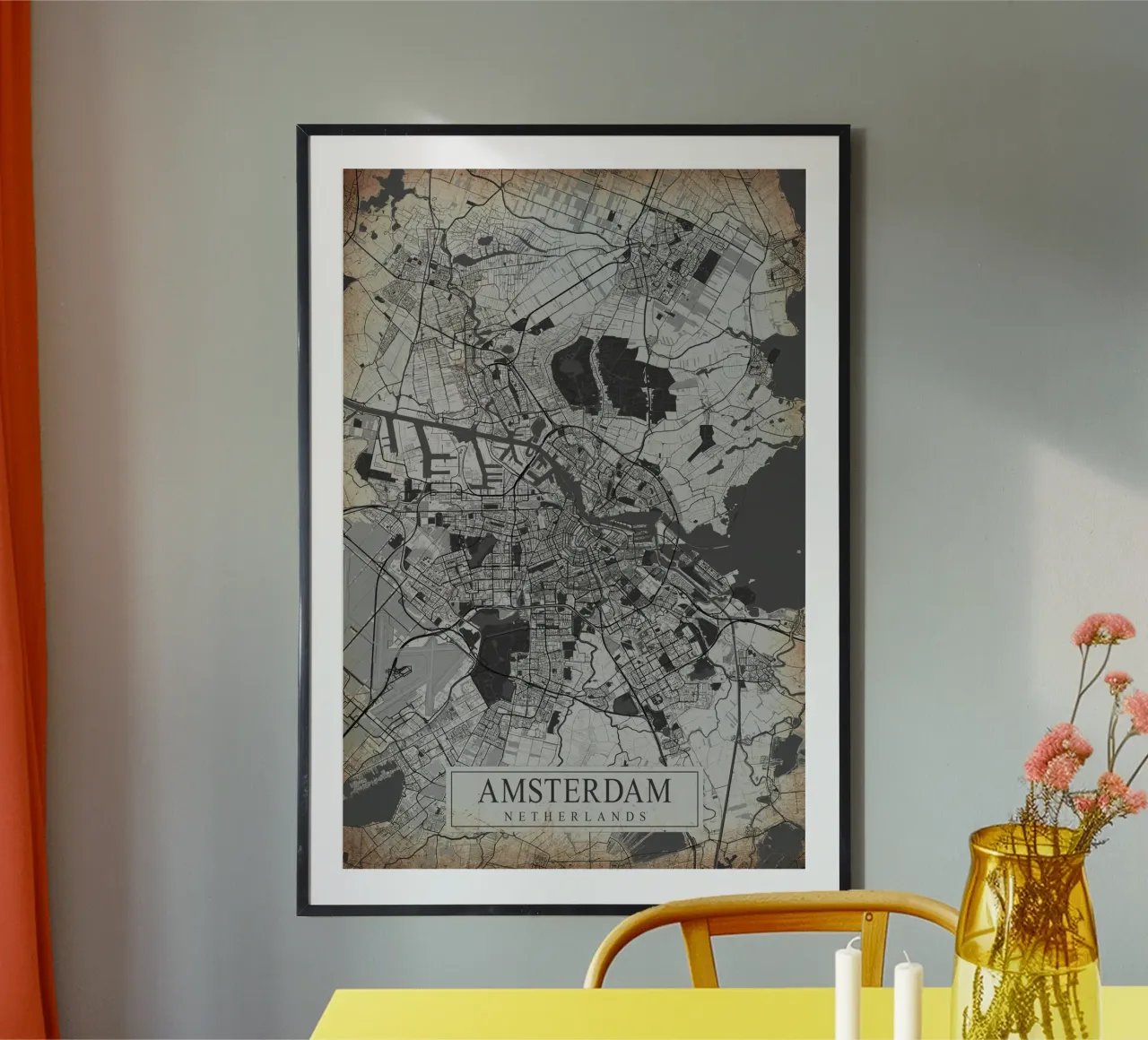 Stadsplattegrond Amsterdam - Abstracte muurkunst poster van CityMapPoster