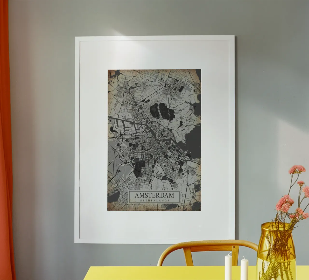 Stadsplattegrond Amsterdam - Abstracte muurkunst poster van CityMapPoster