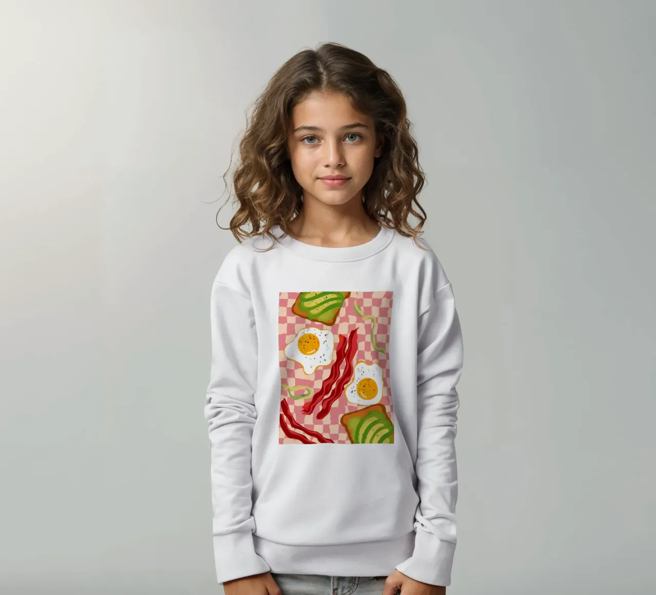 Uova e pancetta a scacchi felpa bambino da Lyra Glaze