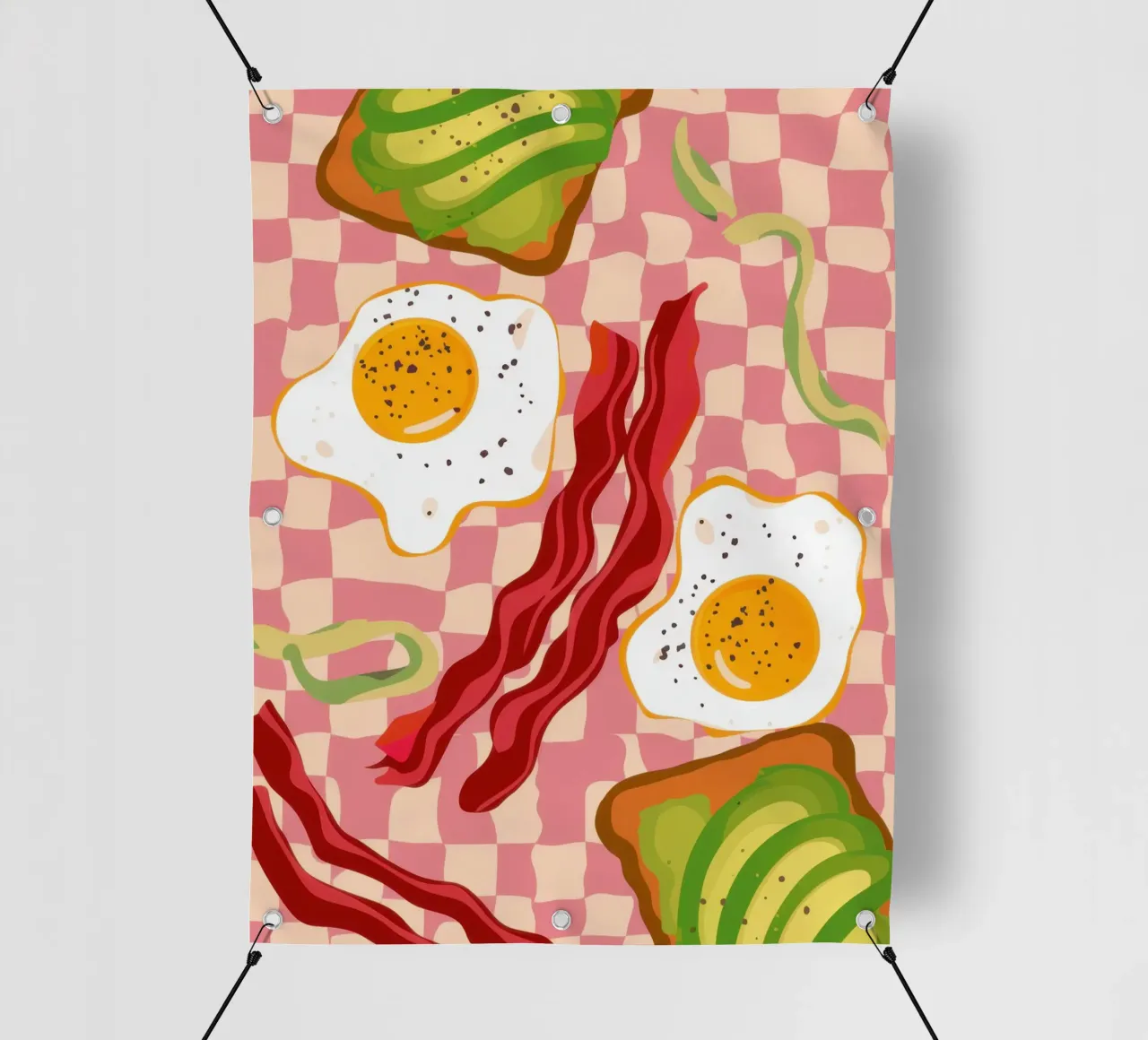 Uova e pancetta a scacchi telo in pvc da Lyra Glaze