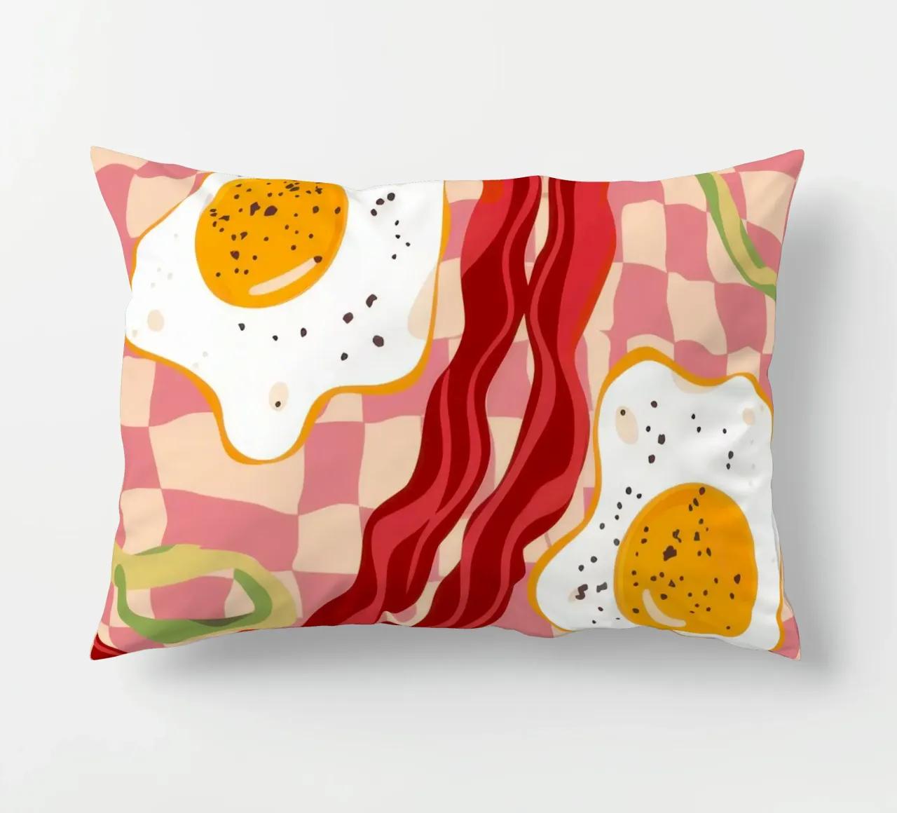 Uova e pancetta a scacchi cuscino da Lyra Glaze