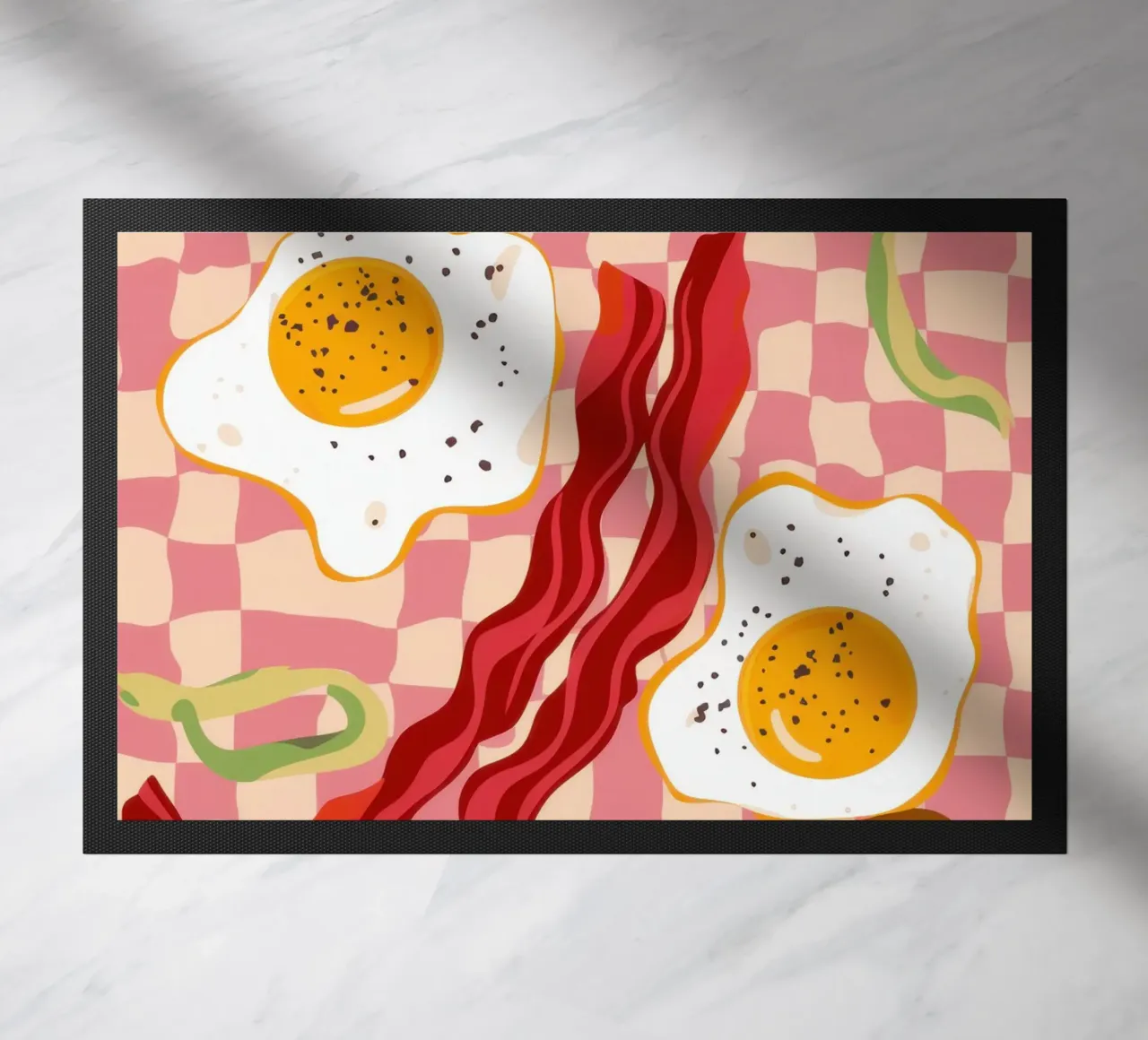 Uova e pancetta a scacchi zerbino da Lyra Glaze