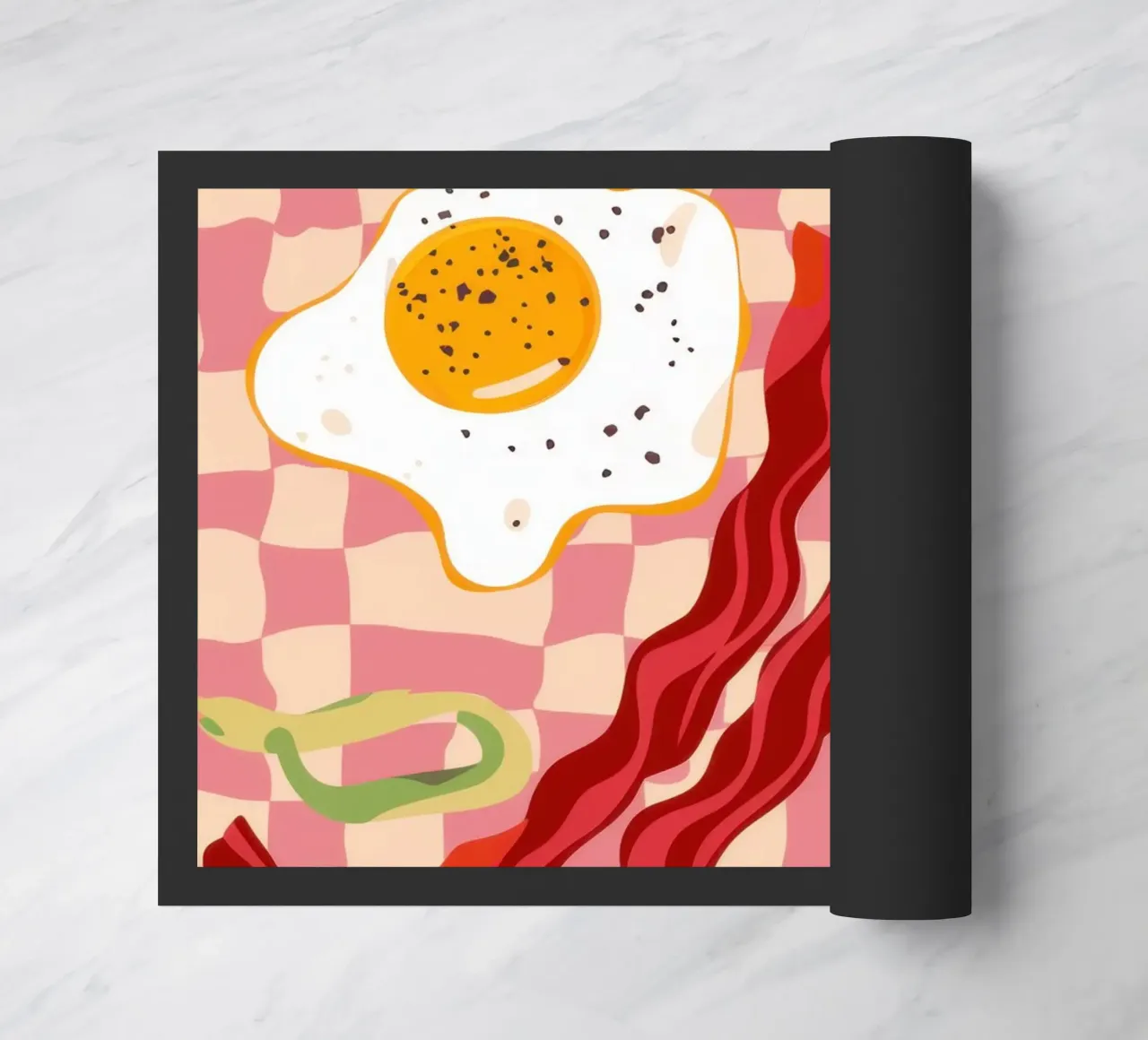 Uova e pancetta a scacchi zerbino da Lyra Glaze