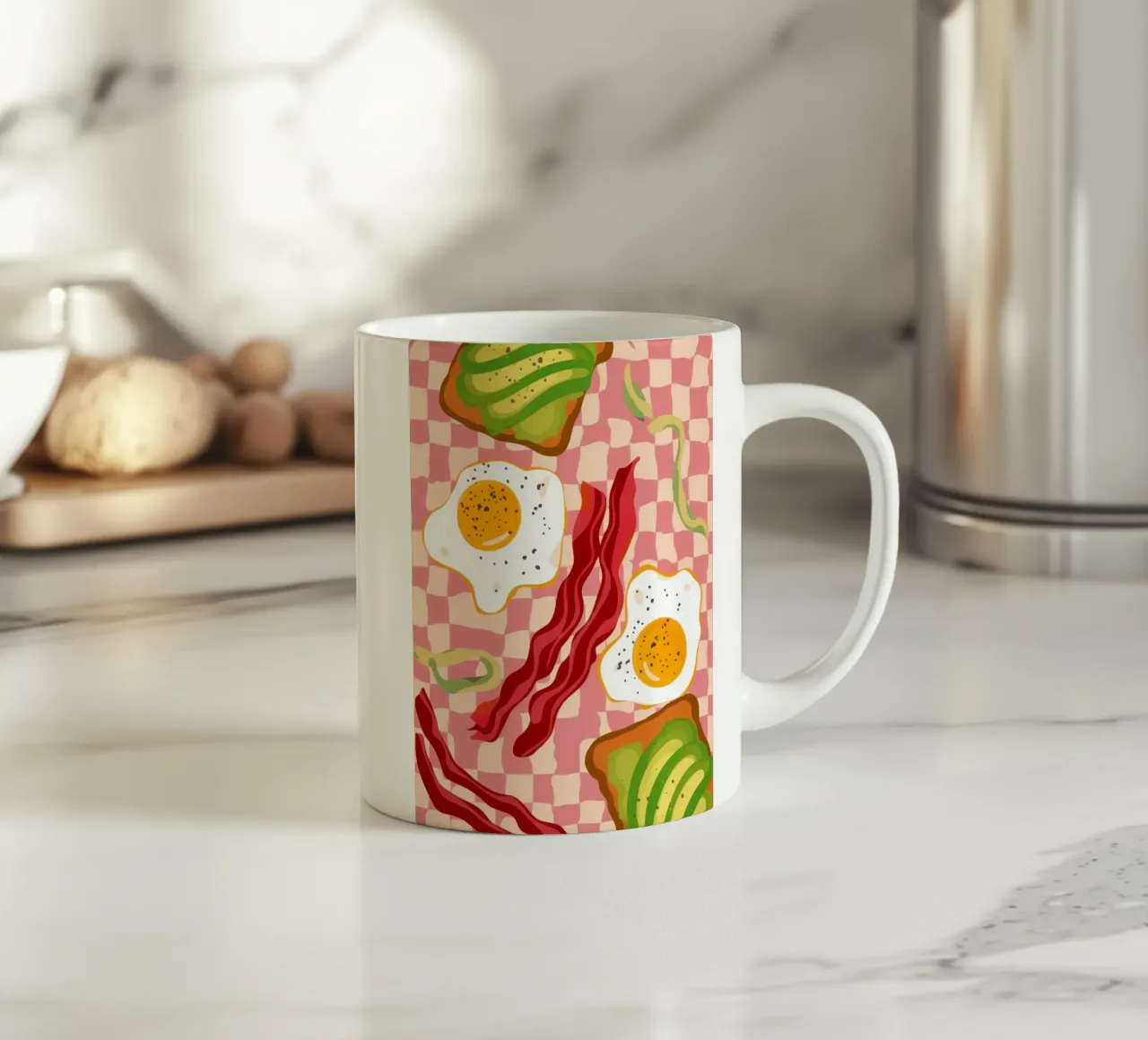 Uova e pancetta a scacchi tazza in ceramica da Lyra Glaze