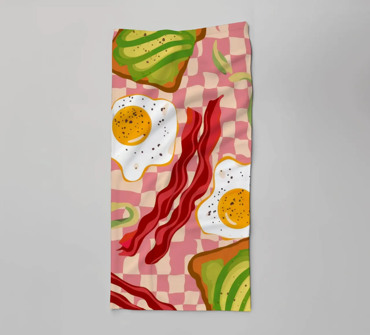 Checkered Bacon and Eggs towel by Lyra Glaze