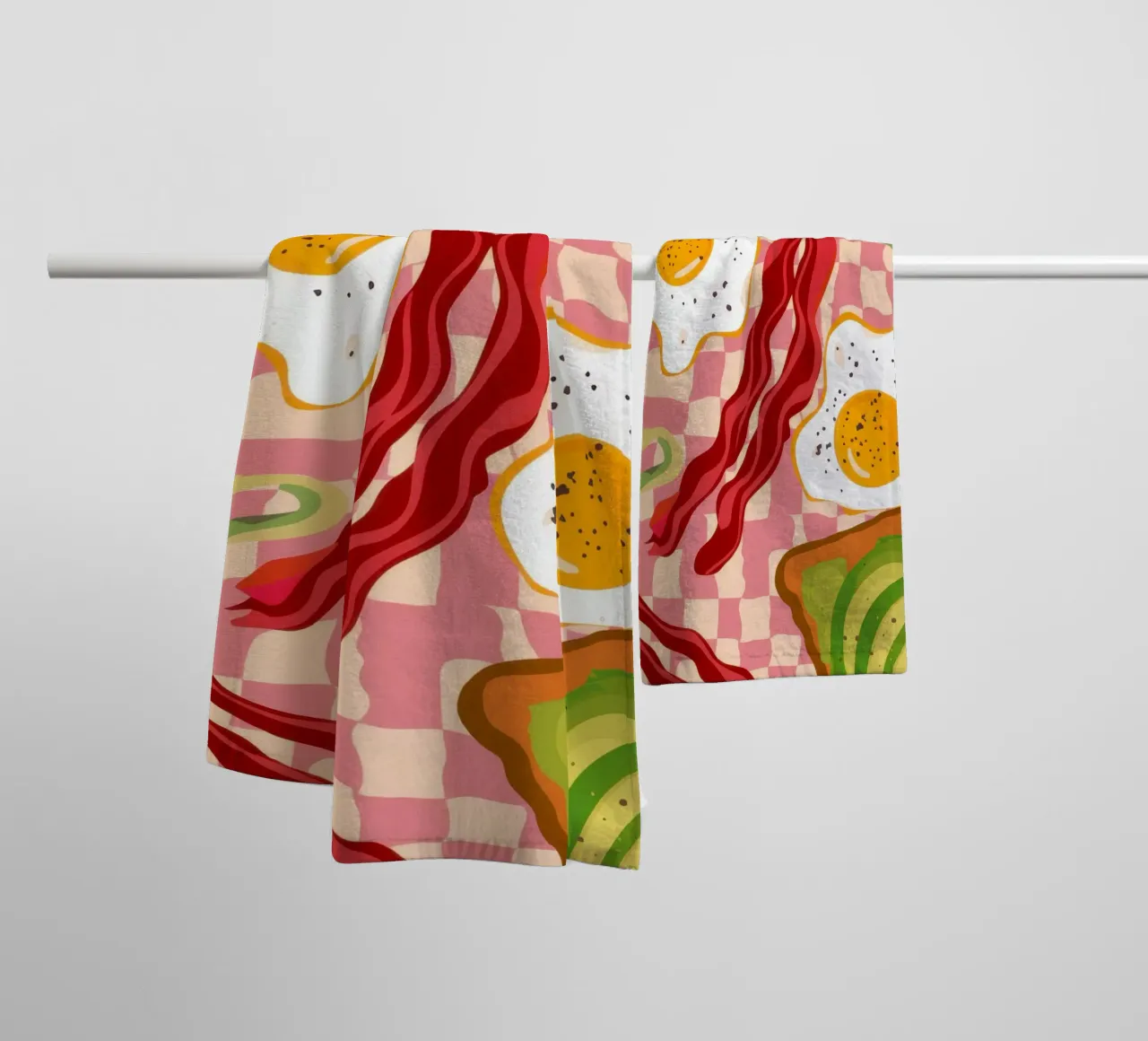 Checkered Bacon and Eggs towel by Lyra Glaze