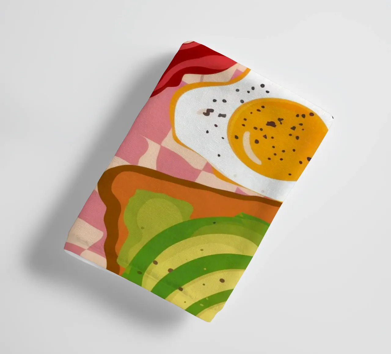 Checkered Bacon and Eggs towel by Lyra Glaze
